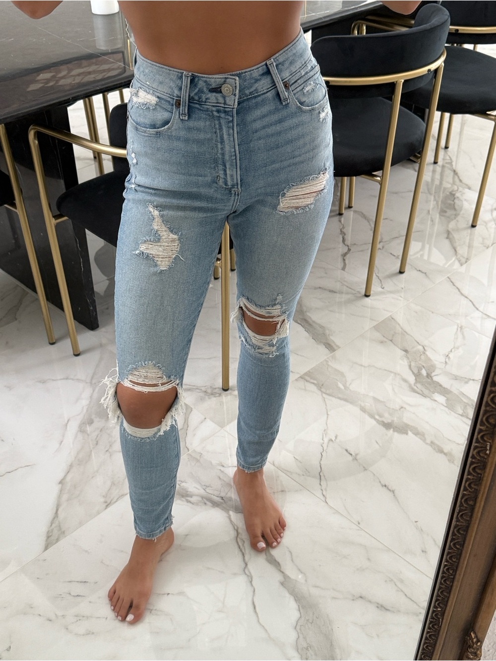 Abercrombie Curve Love High Rise Super Skinny Ankle Ripped Jeans